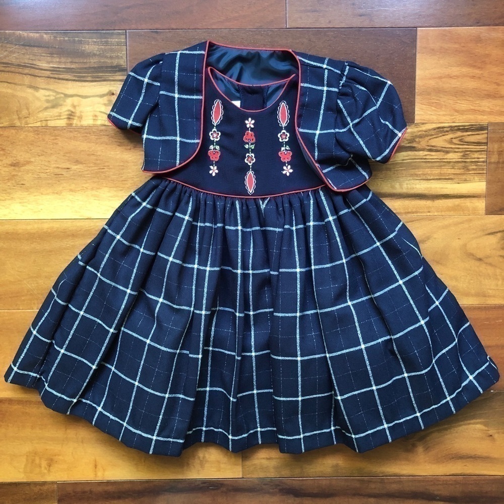 Narci Imports Inc. Blue Plaid Dress w/Mini Sweater